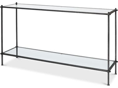 Sarreid Ltd Hand Chased Iron Console Table Glass Top SA53150