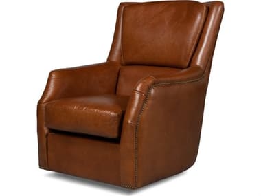 Sarreid Ltd Baker Leather Swivel Chair,Havana Lthr SA53468