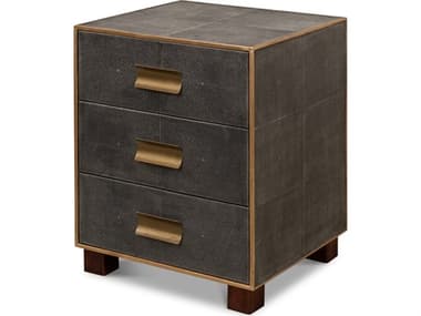 Sarreid Ltd Gideon Shagreen 3 Drawer Side Table Grey SA535541