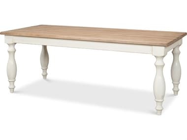 Sarreid Ltd Brie Dining Table, Ant.White/Natural Top SA536833