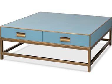 Sarreid Ltd Gideon Shagreen Square Coffee Table Blue SA540044