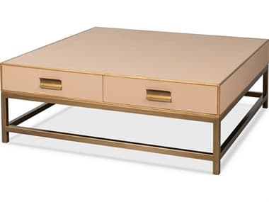 Sarreid Ltd Gideon Shagreen Square Coffee Table Mushroom SA540045
