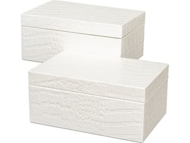 Sarreid Ltd Candece Leather Box Pearl 2 SA540132