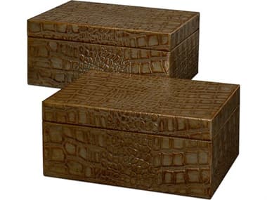 Sarreid Ltd Candece Leather Box Antique Green 2 SA540133