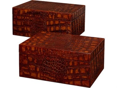 Sarreid Ltd Candece Leather Box Tan 2 SA540134