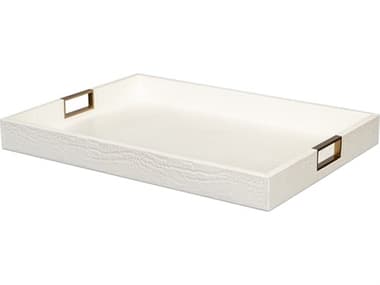Sarreid Ltd Norton Leather Tray Croco Leather Pearl SA540142