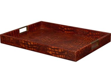 Sarreid Ltd Norton Leather Tray Croco Leather Tan SA540144