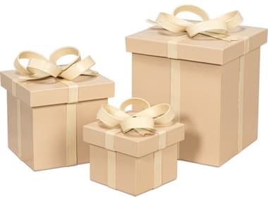 Sarreid Ltd Ferrell Leather Holiday Boxes 3 Taupe SA54026