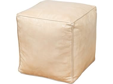 Sarreid Ltd Sunday Afternoon Leather Cube, Taupe SA54035