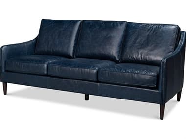 Sarreid Ltd Alehandro Leather Sofa Chateau Blue SA54057