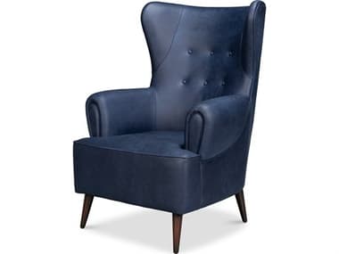 Sarreid Ltd Hightower Distilled Leather Chair Blue SA54059
