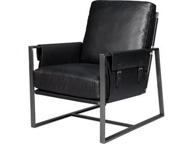 Sarreid Ltd Edmonds Distilled Leather Chair Onyx Black SA54062