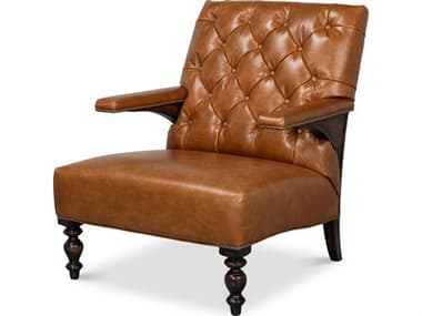 Sarreid Ltd Dawson Distilled Leather Chair Cuba Brown SA54063