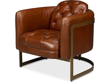 Sarreid Ltd Finn Leather Club Chair Havana Brown SA54065