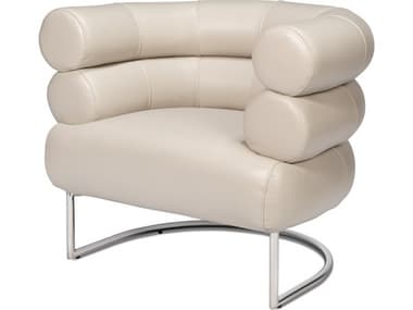 Sarreid Ltd Rondo Occasional Leather Chair,White SA54066