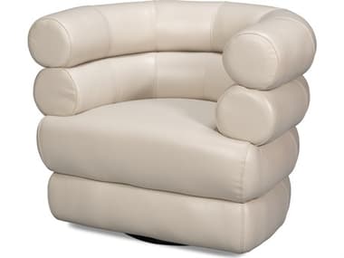 Sarreid Ltd Rondo Leather Swivel Chair, White SA54067