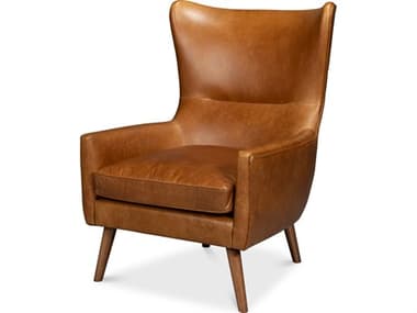 Sarreid Ltd Patron Highback Leather Chair Brown SA54070