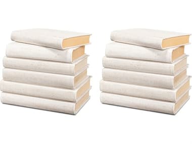 Sarreid Ltd Shagreen Books, Set Of 12, Osprey White SA540774