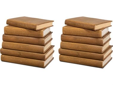 Sarreid Ltd Shagreen Books, Set Of 12, Tawny Brown SA540775