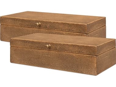 Sarreid Ltd Gatsburg Shagreen Box Tawny Brown 2 SA540785