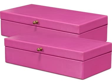 Sarreid Ltd Gatsburg Shagreen Box Pink Set of 2 SA54078PINK