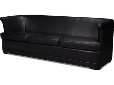 Sarreid Ltd Mcmillan Distilled Leather Sofa,Onyx Blk SA54088