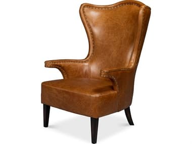Sarreid Ltd Drake Distilled Leather Chair Cuba Brown SA54098