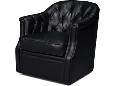 Sarreid Ltd Coolidge Leather Swivel Chair Black SA54116