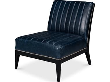Sarreid Ltd Agave Slipper Chair,Distilled Lthr, Blue SA54159