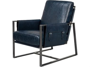 Sarreid Ltd Edmonds Distilled Leather Chair Blue SA54191