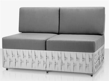 Source Outdoor Furniture Scorpio Aluminum Cushion Modular Loveseat in White SCCLSF1026132WHT