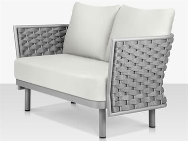 Source Outdoor Furniture Luxe Aluminum Cushion Loveseat in Kessler Silver Frame with Silver Durarope SCCLSF1028102SLV