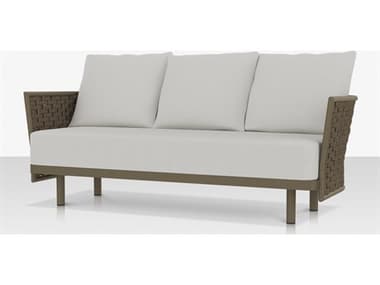 Source Outdoor Furniture Luxe Aluminum Cushion Sofa in Pewter Tex Frame with Pewter Durarope SCCLSF1028103PEW