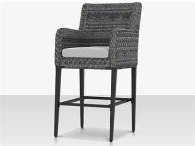 Source Outdoor Furniture Island Bay Closeouts Aluminum Wicker Bar Arm Chair in Gray SCCLSF1031173GRYN