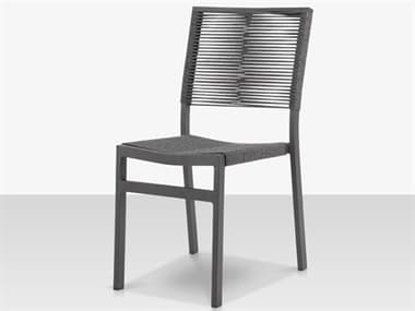Source Outdoor Furniture Fiji Aluminum Rope Stackable Dining Side Chair in Charcoal Rope SCCLSF2201162CHR