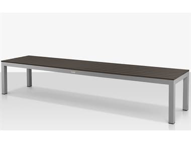 Source Outdoor Furniture Vienna Aluminum Stackable 6' Backless Bench in Kessler Silver Frame / Espresso Seat SCCLSF2404183ESP