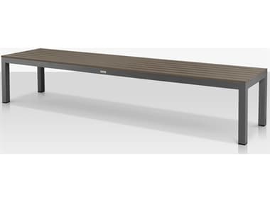 Source Outdoor Furniture Closeout Vienna Aluminum DuraWood Slats Stackable 6' Backless Bench in Gray SCCLSF2404183GRY
