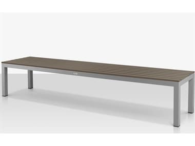 Source Outdoor Furniture Closeout Vienna Aluminum Stackable 8' Backless Bench in Kessler Silver Frame / Gray Seat SCCLSF2404184GRY