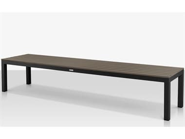 Source Outdoor Furniture Closeout Vienna Aluminum Stackable 8' Backless Bench in Tex Black Frame / Gray Seat SCCLSF2404184TXBGRY