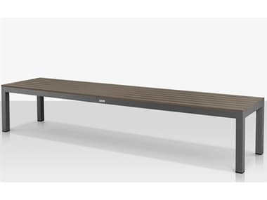 Source Outdoor Furniture Closeout Vienna Aluminum Stackable 8' Backless Bench in Tex Gray Frame / Gray Seat SCCLSF2404184TXGGRY