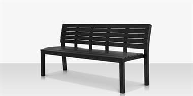 Source Outdoor Furniture Vienna Aluminum Stackable 6' Highback Bench in Tex Black Frame / Black Seat & Back SCCLSF2404186TXBBLK