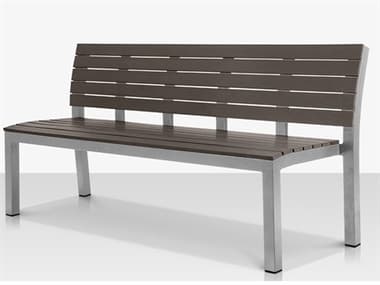 Source Outdoor Furniture Vienna Aluminum Stackable 8' Highback Bench in Kessler Silver Frame / Espresso Seat & Back SCCLSF2404187ESP