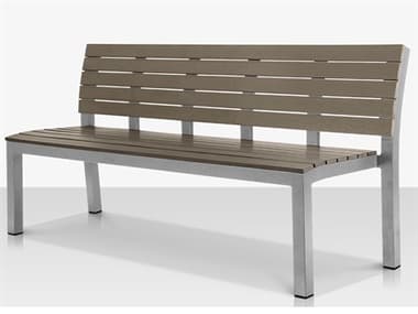 Source Outdoor Furniture Vienna Aluminum Stackable 8' Highback Bench in Kessler Silver Frame / Gray Seat & Back SCCLSF2404187GRY