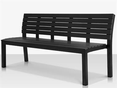 Source Outdoor Furniture Vienna Aluminum Stackable 8' Highback Bench in Tex Black Frame / Black Seat & Back SCCLSF2404187TXBBLK
