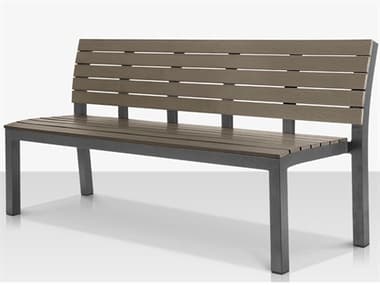 Source Outdoor Furniture Vienna Aluminum Stackable 8' Highback Bench in Tex Gray Frame / Gray Seat & Back SCCLSF2404187TXGGRY