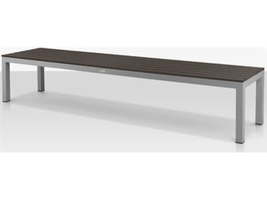 Source Outdoor Furniture Vienna Aluminum Stackable 10' Backless Bench in Kessler Silver Frame / Espresso Seat SCCLSF2404188ESP