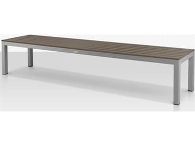 Source Outdoor Furniture Vienna Aluminum Stackable 10' Backless Bench in Kessler Silver Frame / Gray Seat SCCLSF2404188GRY