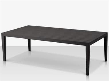 Source Outdoor Furniture Skye Aluminum 48''W x 24''D Rectangular Coffee Table in Tex Black SCCLSF3303311TXB