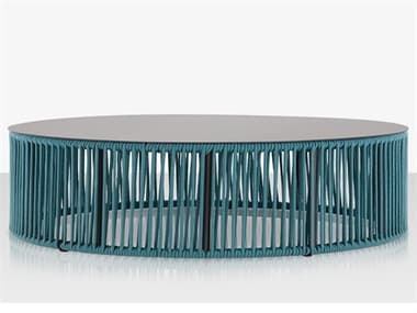 Source Outdoor Furniture Skye Aluminum 48'' Round Coffee Table in Tex Gray Frame / Teal Durarope SCCLSF3303321TXGTGR