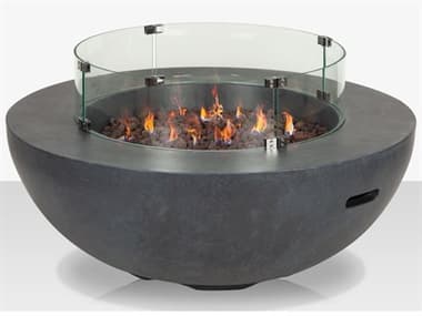 Source Outdoor Furniture Elements Gray 42'' Wide Concrete Round Fire Pit Table - Propane in Dark Gray SCCLSF6202695